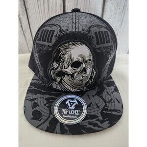 Top Level $100 Benjamin Franklin Mens OS Black Adjustable Snapback Cap Hat New